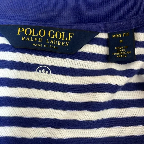 Polo Golf by Ralph Lauren Blue & White Pro-Fit Striped Shirt with Green Pony - Picture 3 of 8